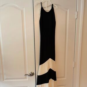 Vintage Jessica McClintock black and white halter long dress